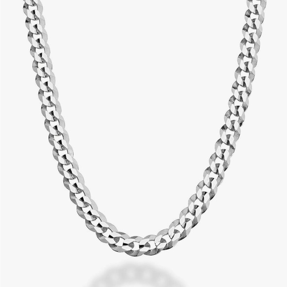 Italian Solid 925 Sterling Silver Curb Diamond Cut Cuban Link Chain 5mm Necklace